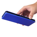 For Motorola Edge 20 Carbon Fiber Texture Horizontal Flip TPU + PC + PU Leather Case with Card Slot(Blue)