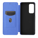 For Motorola Edge 20 Carbon Fiber Texture Horizontal Flip TPU + PC + PU Leather Case with Card Slot(Blue)