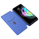 For Motorola Edge 20 Carbon Fiber Texture Horizontal Flip TPU + PC + PU Leather Case with Card Slot(Blue)