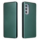 For Motorola Edge 20 Carbon Fiber Texture Horizontal Flip TPU + PC + PU Leather Case with Card Slot(Green)