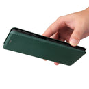 For Motorola Edge 20 Carbon Fiber Texture Horizontal Flip TPU + PC + PU Leather Case with Card Slot(Green)
