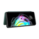 For Motorola Edge 20 Carbon Fiber Texture Horizontal Flip TPU + PC + PU Leather Case with Card Slot(Green)