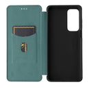For Motorola Edge 20 Carbon Fiber Texture Horizontal Flip TPU + PC + PU Leather Case with Card Slot(Green)