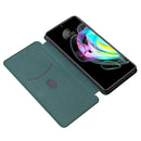 For Motorola Edge 20 Carbon Fiber Texture Horizontal Flip TPU + PC + PU Leather Case with Card Slot(Green)