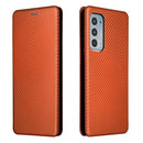 For Motorola Edge 20 Carbon Fiber Texture Horizontal Flip TPU + PC + PU Leather Case with Card Slot(Brown)