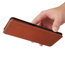 For Motorola Edge 20 Carbon Fiber Texture Horizontal Flip TPU + PC + PU Leather Case with Card Slot(Brown)