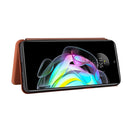 For Motorola Edge 20 Carbon Fiber Texture Horizontal Flip TPU + PC + PU Leather Case with Card Slot(Brown)