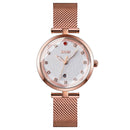 SKMEI 9215 Ladies 3D Glass Checkered Overlap Pattern Diamond Dial Quartz Watch(White)