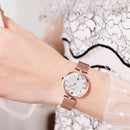 SKMEI 9215 Ladies 3D Glass Checkered Overlap Pattern Diamond Dial Quartz Watch(White)