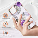 Electroplating Pattern IMD TPU Shockproof Case For iPhone 13 mini(Purple Flower)