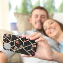 Electroplating Splicing Marble Flower Pattern TPU Shockproof Case For iPhone 13 mini(Black Flower)