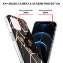 Electroplating Splicing Marble Flower Pattern TPU Shockproof Case For iPhone 13 mini(Black Flower)