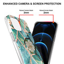 Electroplating Splicing Marble Flower Pattern TPU Shockproof Case For iPhone 13 mini(Blue Flower)