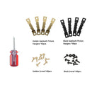 A6302 300 in 1 RV High-bow Double-sided Serrated Hanger Hooks with Self-tapping Screws + Screwdriver(Gold + Black)