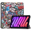 Custer Painted PU Leather Tablet Case with Sleep / Wake-up Function & 3-Fold Holder For iPad mini 6(Graffiti)