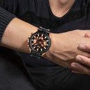 SKMEI 9241 Men Calendar Stopwatch Stainless Steel Strap Quartz Watch(Black)