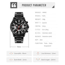 SKMEI 9241 Men Calendar Stopwatch Stainless Steel Strap Quartz Watch(Black)