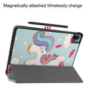 For Xiaomi Pad 5 Custer Painted PU Leather Case with Sleep / Wake-up Function & 3-Fold Holder(Unicorn)