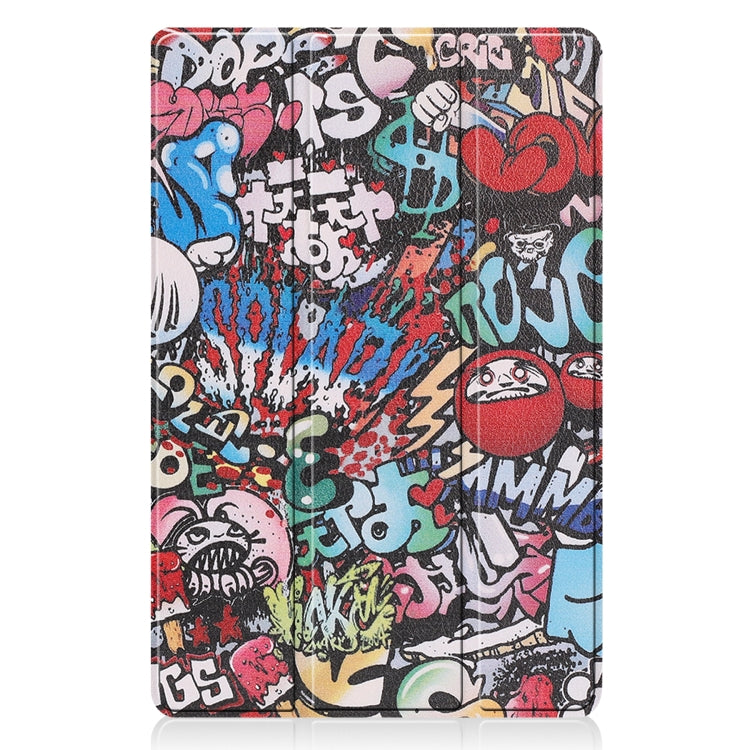 For Xiaomi Pad 5 Custer Painted PU Leather Case with Sleep / Wake-up Function & 3-Fold Holder(Graffiti)