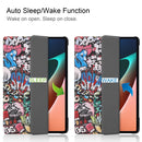For Xiaomi Pad 5 Custer Painted PU Leather Case with Sleep / Wake-up Function & 3-Fold Holder(Graffiti)