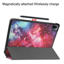 For Xiaomi Pad 5 Custer Painted PU Leather Case with Sleep / Wake-up Function & 3-Fold Holder(Galaxy)
