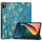 For Xiaomi Pad 5 Custer Painted PU Leather Case with Sleep / Wake-up Function & 3-Fold Holder(Apricot Blossom)