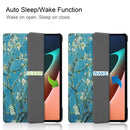 For Xiaomi Pad 5 Custer Painted PU Leather Case with Sleep / Wake-up Function & 3-Fold Holder(Apricot Blossom)
