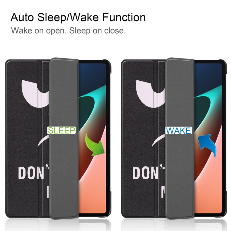 For Xiaomi Pad 5 Custer Painted PU Leather Case with Sleep / Wake-up Function & 3-Fold Holder(Big Eye Me)