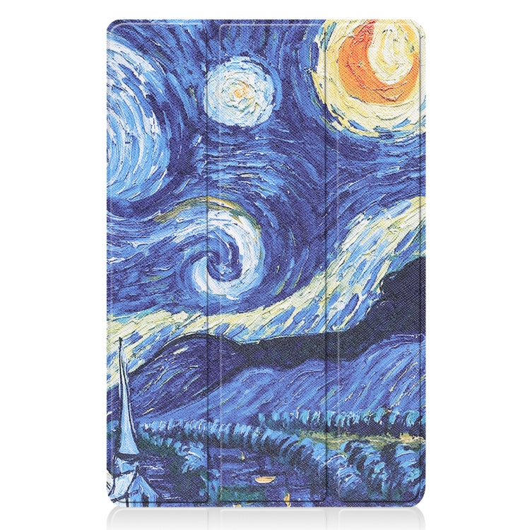 For Xiaomi Pad 5 Custer Painted PU Leather Case with Sleep / Wake-up Function & 3-Fold Holder(Starry Sky)