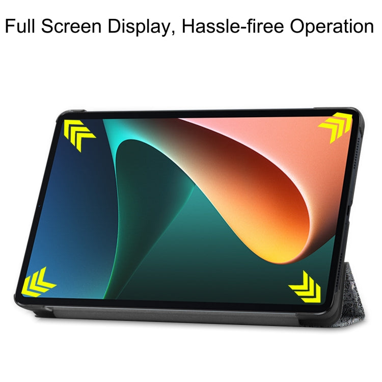 For Xiaomi Pad 5 Custer Painted PU Leather Case with Sleep / Wake-up Function & 3-Fold Holder(Retro Tower)