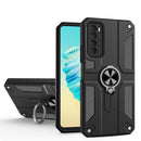 For Tecno Camon 17 Pro Carbon Fiber Pattern PC + TPU Protective Case with Ring Holder(Red)