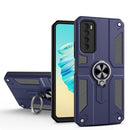 For Tecno Camon 17 Pro Carbon Fiber Pattern PC + TPU Protective Case with Ring Holder(Blue)