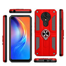 For Tecno Spark 6 Carbon Fiber Pattern PC + TPU Protective Case with Ring Holder(Blue)