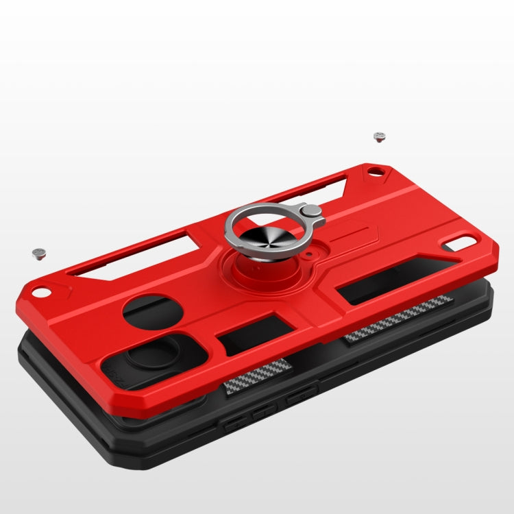 For Tecno Spark 6 Go Carbon Fiber Pattern PC + TPU Protective Case with Ring Holder(Red)