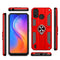 For Tecno Spark 6 Go Carbon Fiber Pattern PC + TPU Protective Case with Ring Holder(Red)