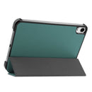 Custer Texture Horizontal Flip Leather Tablet Case with Three-folding Holder & Sleep / Wake-up Function For iPad mini 6(Dark Green)