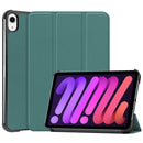Custer Texture Horizontal Flip Leather Tablet Case with Three-folding Holder & Sleep / Wake-up Function For iPad mini 6(Dark Green)