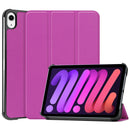 Custer Texture Horizontal Flip Leather Tablet Case with Three-folding Holder & Sleep / Wake-up Function For iPad mini 6(Purple)