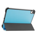 Custer Texture Horizontal Flip Leather Tablet Case with Three-folding Holder & Sleep / Wake-up Function For iPad mini 6(Sky Blue)