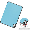 Custer Texture Horizontal Flip Leather Tablet Case with Three-folding Holder & Sleep / Wake-up Function For iPad mini 6(Sky Blue)