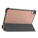 Custer Texture Horizontal Flip Leather Tablet Case with Three-folding Holder & Sleep / Wake-up Function For iPad mini 6(Rose Gold)