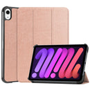 Custer Texture Horizontal Flip Leather Tablet Case with Three-folding Holder & Sleep / Wake-up Function For iPad mini 6(Rose Gold)