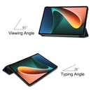 For Xiaomi Pad 5 Custer Texture Horizontal Flip Leather Case with Three-folding Holder & Sleep / Wake-up Function(Blue)