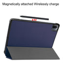 For Xiaomi Pad 5 Custer Texture Horizontal Flip Leather Case with Three-folding Holder & Sleep / Wake-up Function(Blue)