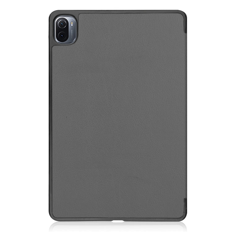 For Xiaomi Pad 5 Custer Texture Horizontal Flip Leather Case with Three-folding Holder & Sleep / Wake-up Function(Grey)