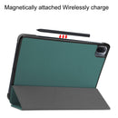 For Xiaomi Pad 5 Custer Texture Horizontal Flip Leather Case with Three-folding Holder & Sleep / Wake-up Function(Dark Green)