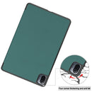 For Xiaomi Pad 5 Custer Texture Horizontal Flip Leather Case with Three-folding Holder & Sleep / Wake-up Function(Dark Green)