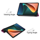 For Xiaomi Pad 5 Custer Texture Horizontal Flip Leather Case with Three-folding Holder & Sleep / Wake-up Function(Purple)