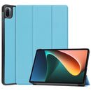 For Xiaomi Pad 5 Custer Texture Horizontal Flip Leather Case with Three-folding Holder & Sleep / Wake-up Function(Sky Blue)