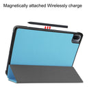 For Xiaomi Pad 5 Custer Texture Horizontal Flip Leather Case with Three-folding Holder & Sleep / Wake-up Function(Sky Blue)